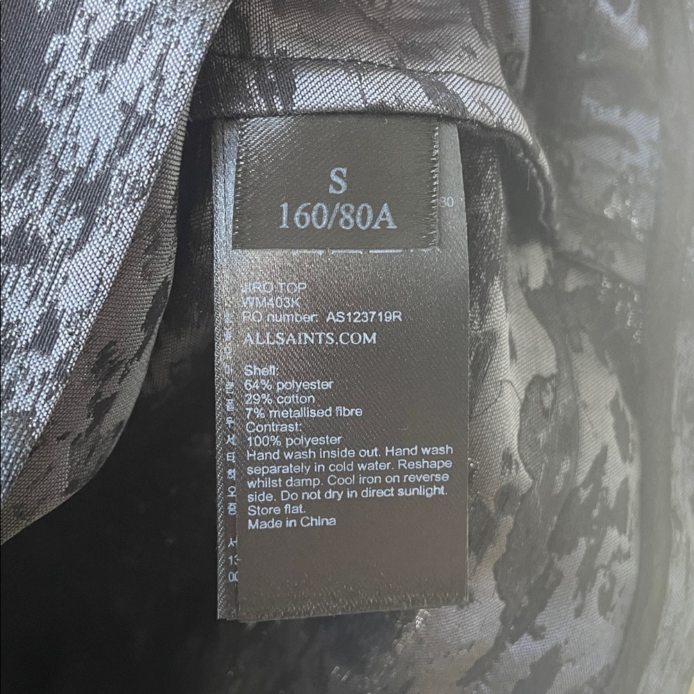 AllSaints ‘Jiro’ Metallic Brocade Top - Picture 9 of 10